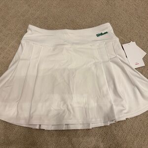 Wilson White Pleated Tennis Skirt with Green Logo